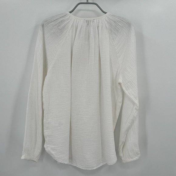 Quince White Organic Cotton Gauze Peasant Blouse sz S Small NWT Boho Top Shirt - Picture 4 of 4